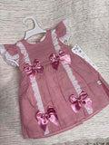 Lace & Bow Girl Dress – Blush Pink