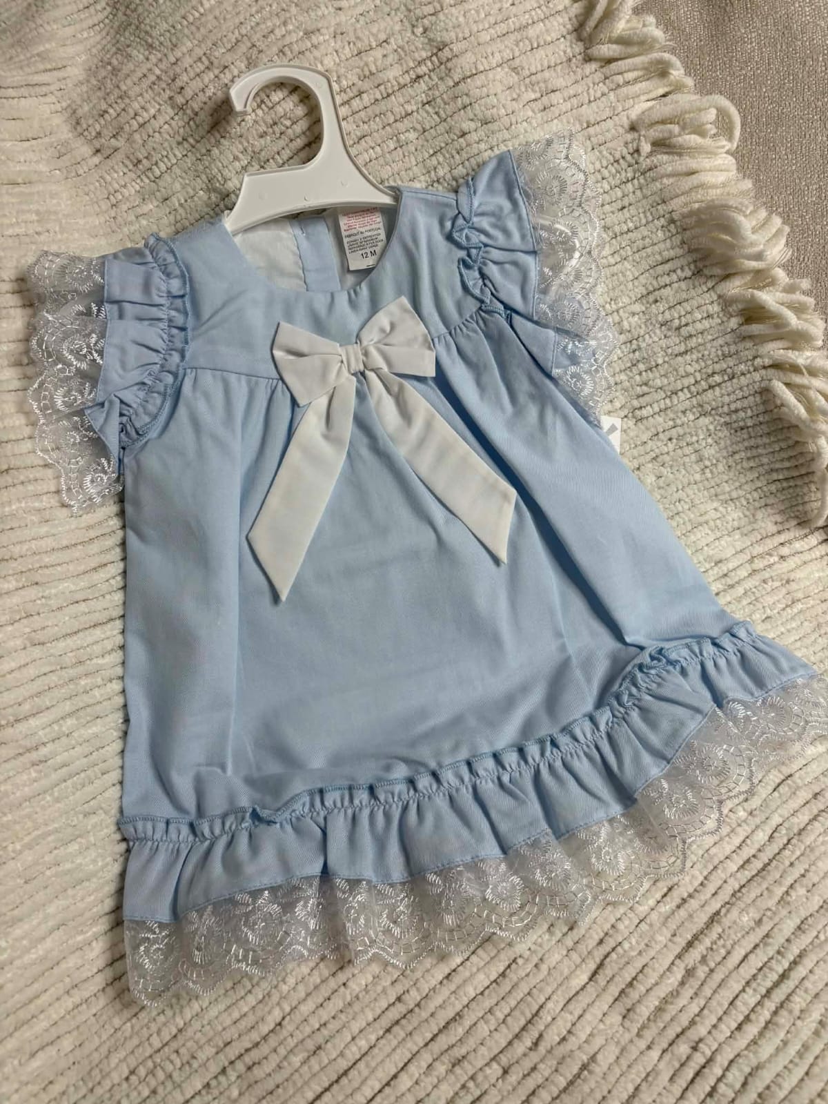 Girls Lace Bow Dress – Powder Blue