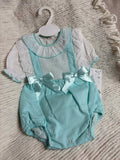 Girls Turquoise Lace Romper Set