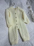 Knitted Hooded Pramsuit - Lemon