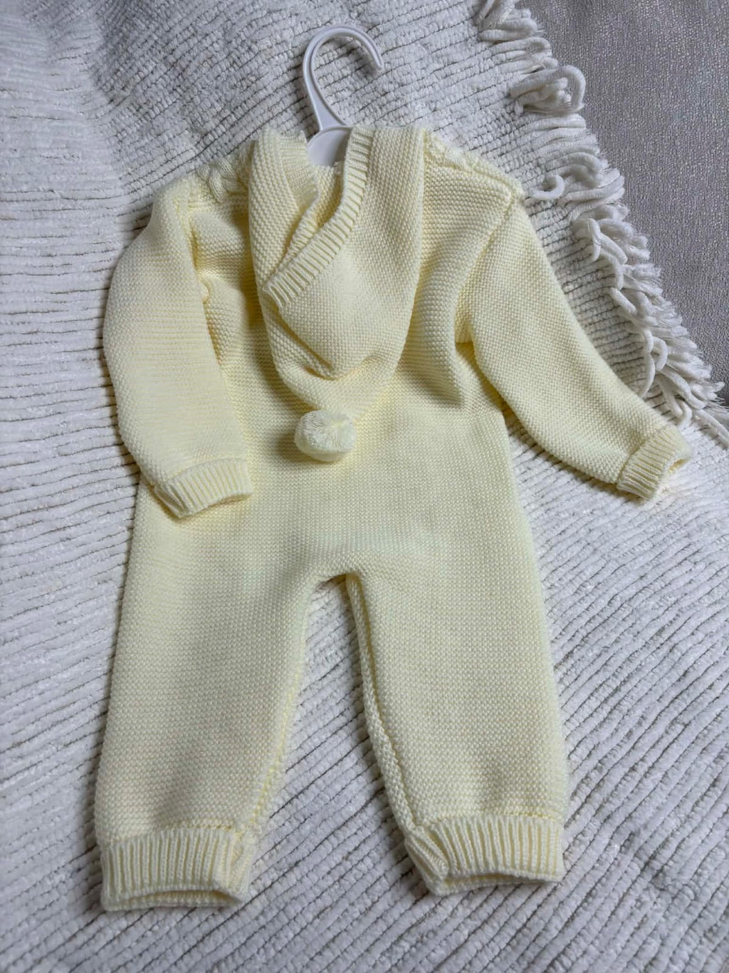 Knitted Hooded Pramsuit - Lemon
