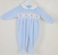 Teddy Smocked Sleepsuit - Blue